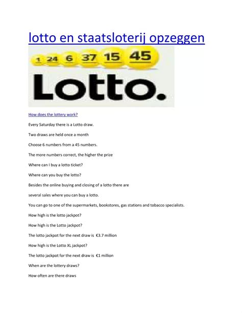 opzeggen lotto online|staatsloterij by buckaroo opzeggen.
